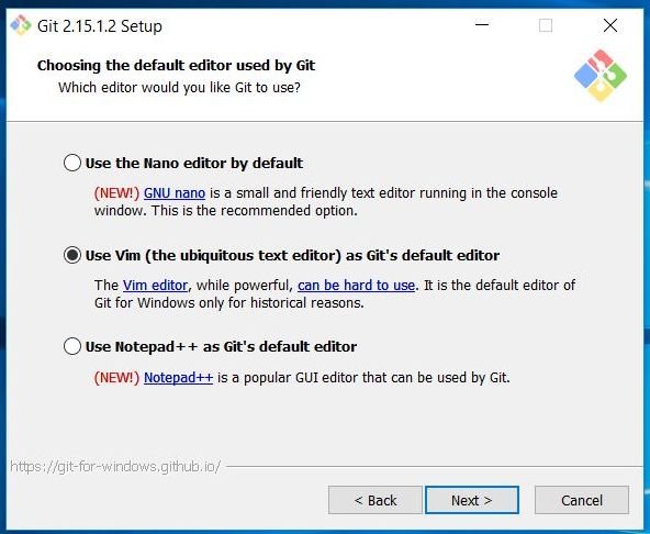 git choosing default editor