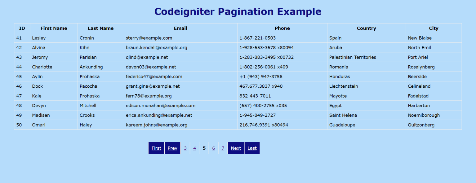 demo codeigniter pagination