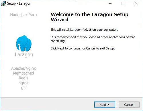 laragon setup wizard