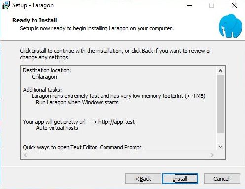 laragon read to install laragon