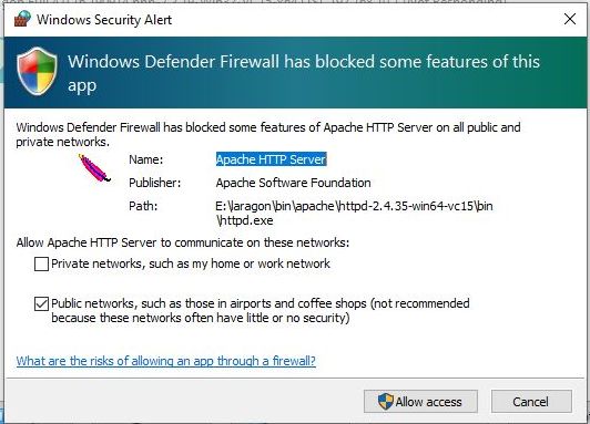 apache firewall defender for laragon